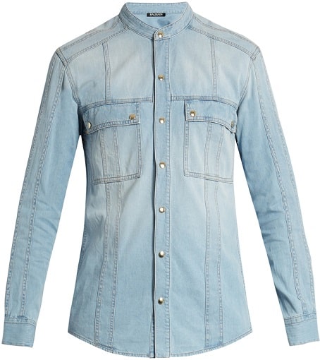 Denim skjorte uden krave