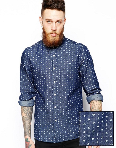 Denimskjorter til mænd med charmeprint