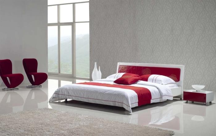 design -vuoteet moderni nahkainen pääty punainen