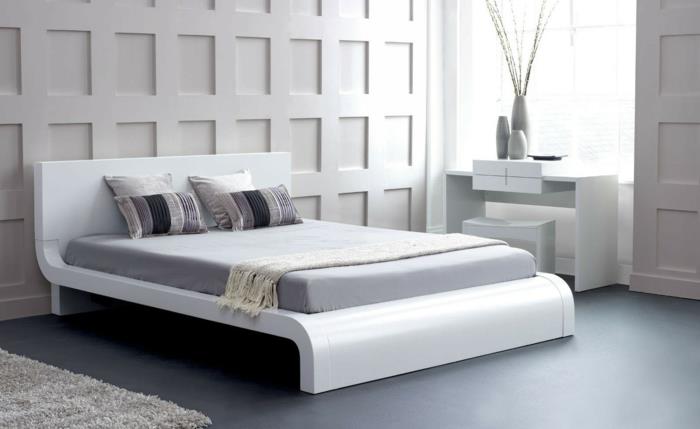 design sängyt valkoinen harmaa lattia kaunis seinä design makuuhuone