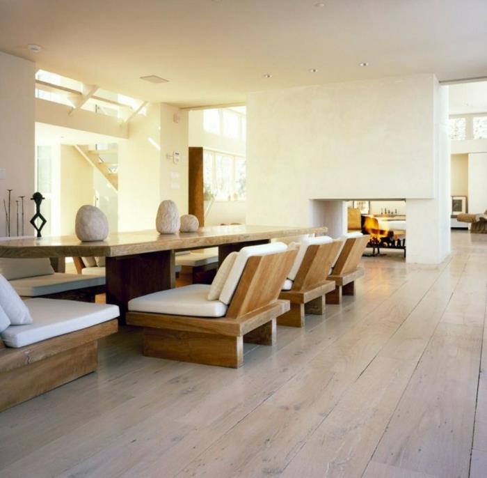 design lattia olohuone parketti minimalistisia kiviä