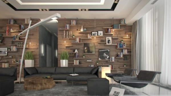 design sisustus venäläinen idea hyllyt nojatuolit sohva turkki matto
