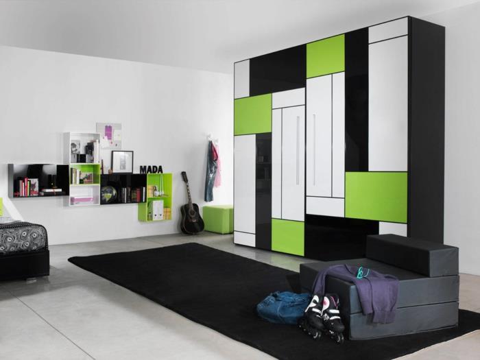 design -vaatekaappi toimiva moderni musta vihreä musta matto