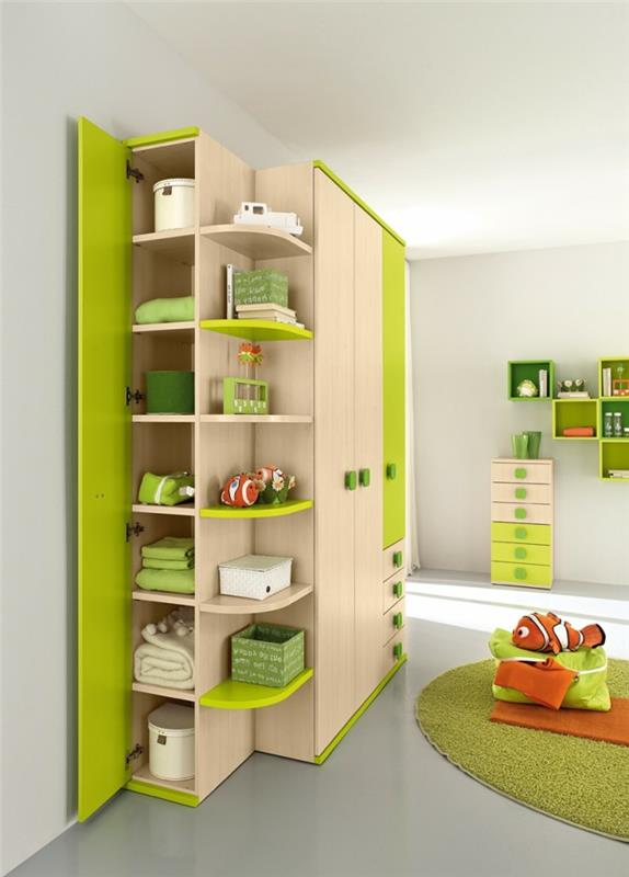design vaatekaappi lastenhuone sisustusideoita värilliset huonekalut