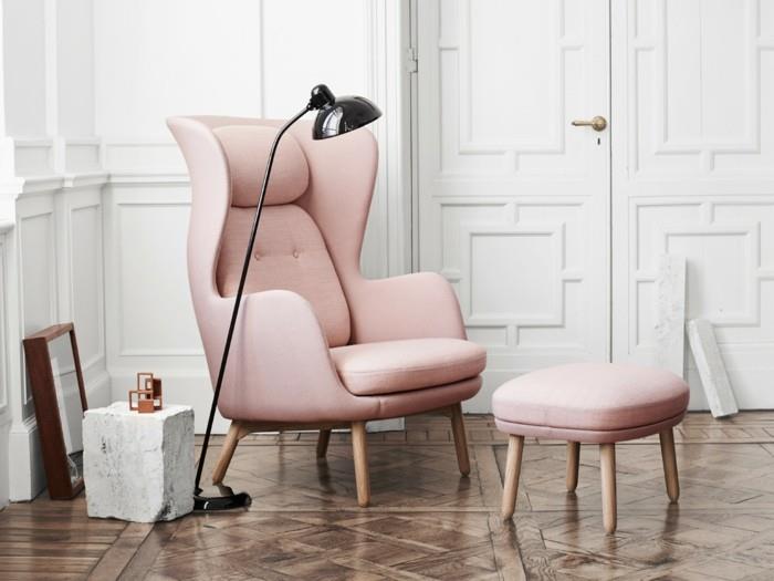 design moebel nojatuoli pastelli vaaleanpunainen fritz hansen ro nojatuoli