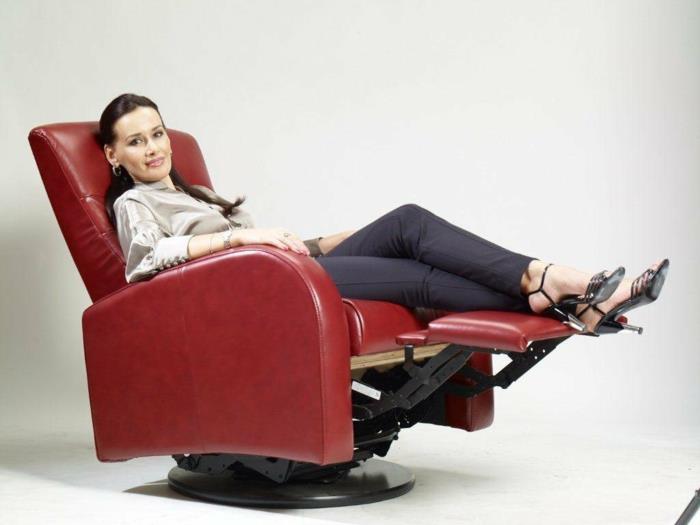 design rentoutua nojatuoli punainen nahka sisustusideoita