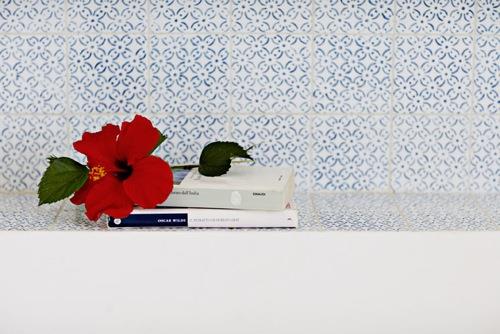 suunnittelija kylpyhuone laatat taide taide elisa boeger design kukka punainen