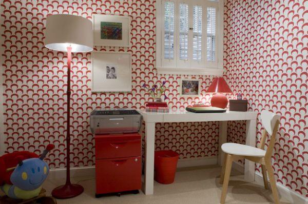 suunnittelija toimisto parsons työpöytä valkoinen punainen valkoinen tulostimen lattiavalaisin
