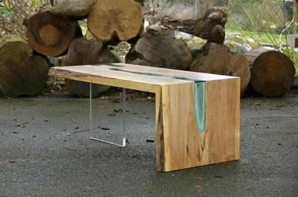 suunnittelija ruokapöydät lasi turkoosi puu puoli metallikehys