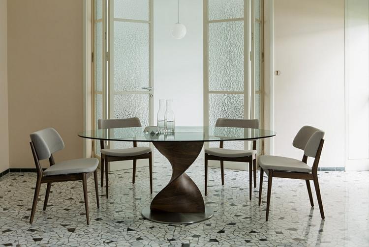 suunnittelija ruokapöydät puu lasi ruokapöytä pyöreä tyylikäs ruokapöydän tuolit valkoinen puu