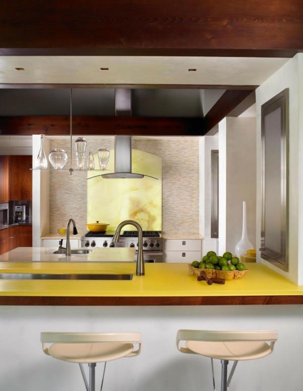 suunnittelija talo ainutlaatuinen valaistus keltainen seisovat tuolit keittiö