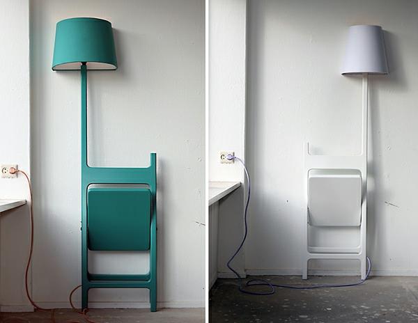 design -lamppu ja tuoli - yhdistämällä kaksi mallia yhteen