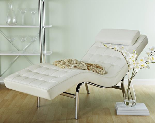 suunnittelija makuuasentoon nojatuoli nahka nojatuoli tyylikäs valkoinen makuuhuone sisustus rentoutua huonekalut