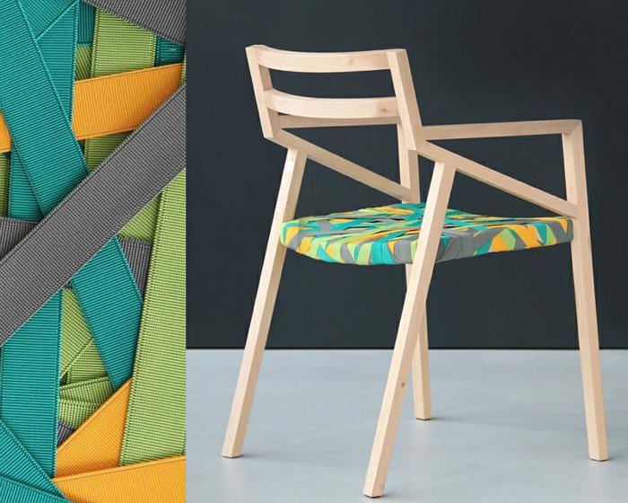 design -huonekalut Bretelle -puiset tuolit tukevat istuimen selkänojan