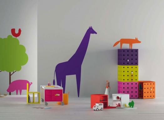 design -huonekalut bm2000 lastenhuone vauva violetti vaaleanpunainen kirahvi