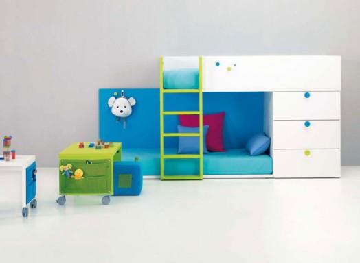 design -huonekalut bm2000 lastenhuone sininen kerrossänkylaatikot