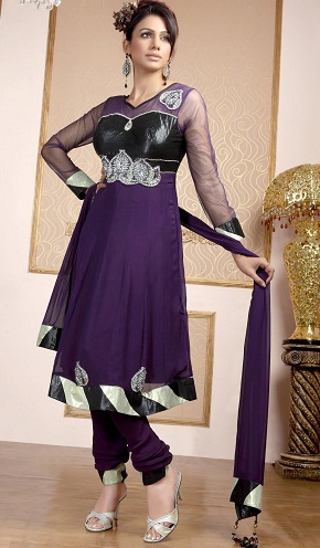 Georgette Purple Designer Suit