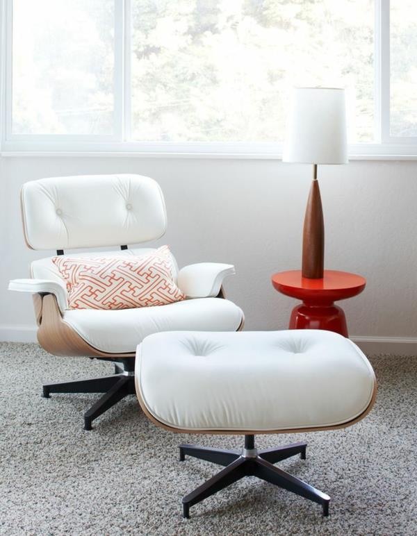 suunnittelija nojatuoli Charles Eames Lounge Chair valkoinen