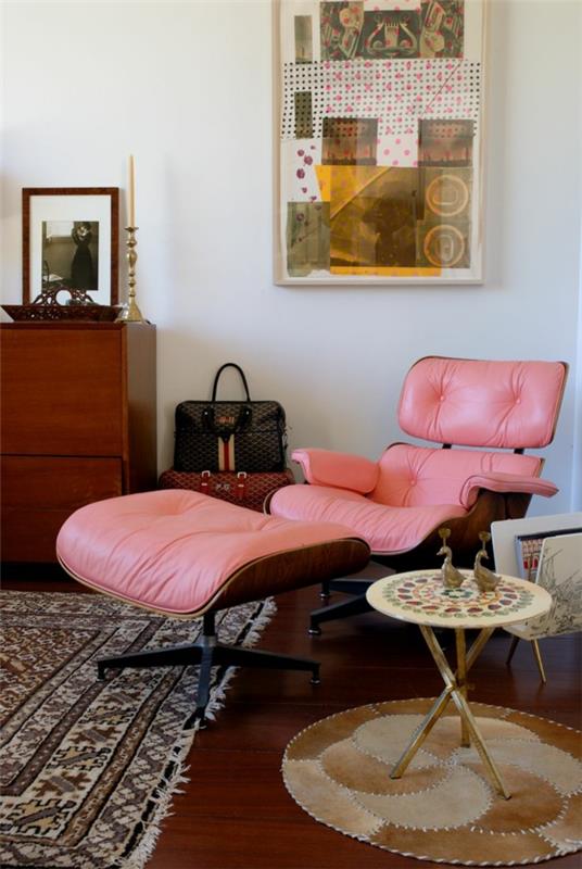 suunnittelija nojatuoli Eames Lounge Chair pinkki