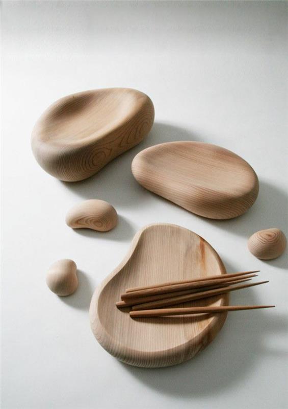 japanilaisesta puusta valmistettu sushi -astiasarja