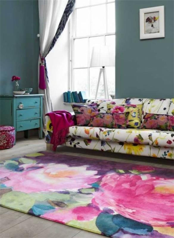 suunnittelija matto olohuone värikäs matot kukka kuvio
