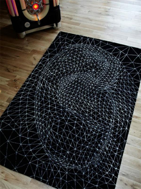 suunnittelija matto olohuone värikkäitä mattoja mustavalkoinen
