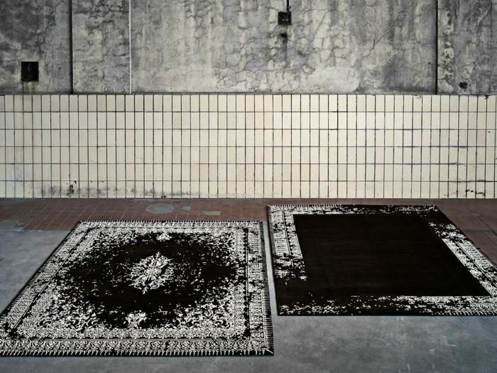 suunnittelijamatot jan kath klassinen matto mustavalkoisena