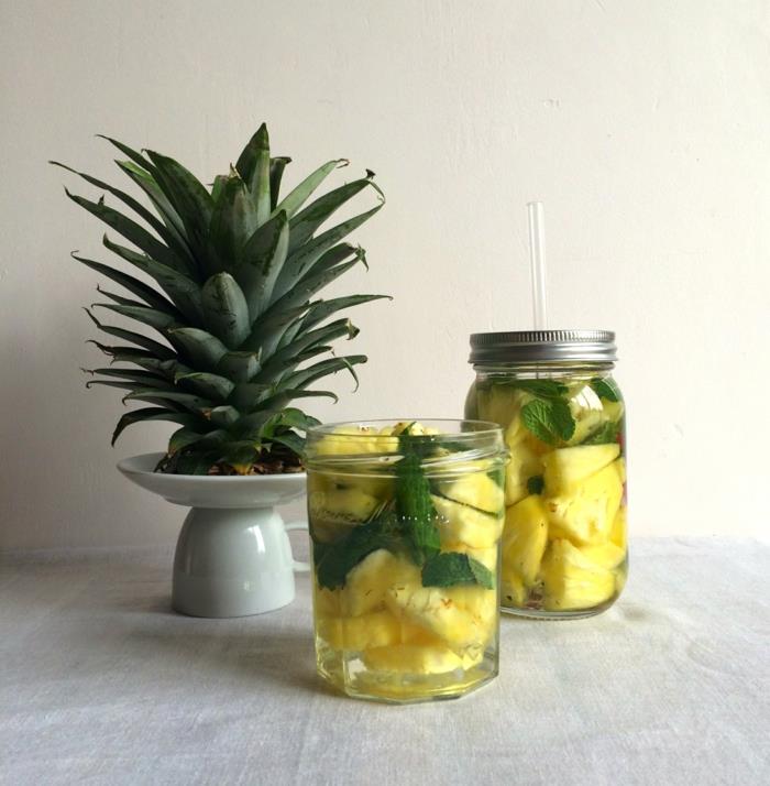 detox -hoito terveellinen laihtuminen ananas mintun vesi