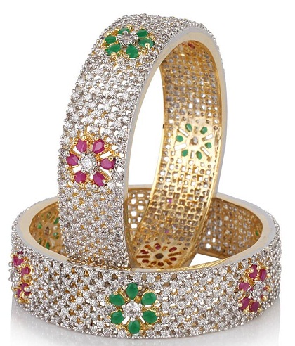 Galaxy Broad Diamond Ruby Bangles