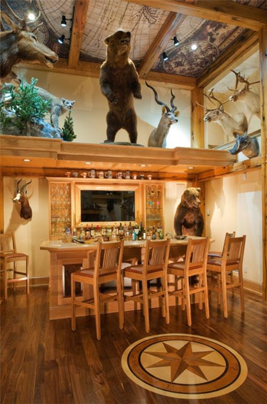 kodin baarissa on perinteinen metsästysmajan tunnelma