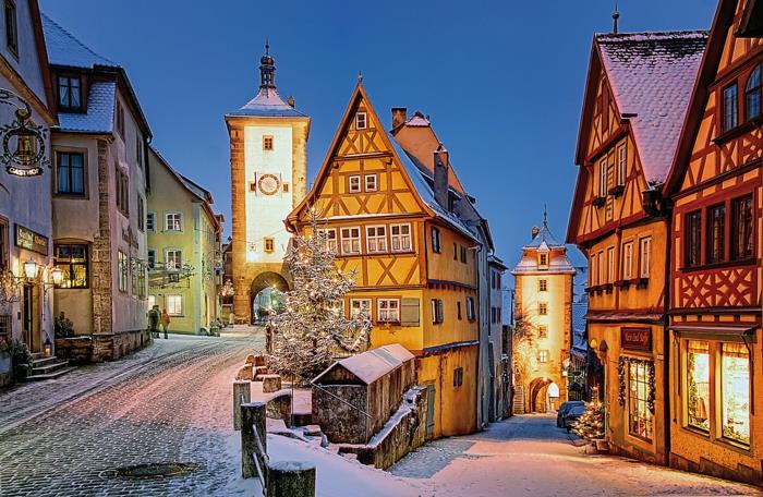 kauneimmat joulumarkkinat rothenburg dämmerung strassen