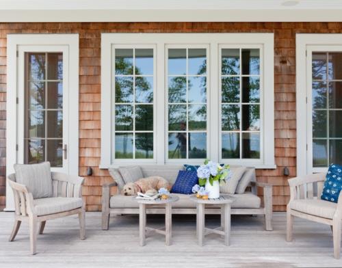 veranta kesällä tehdä kulma mukava sohva nojatuoli tyynyt