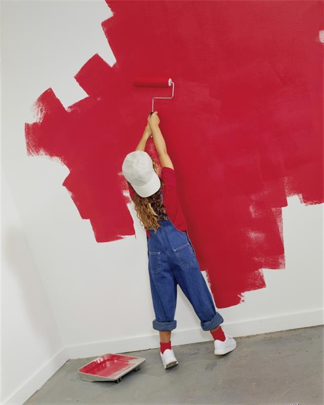 dispersiomaali punainen maali seinäkoriste maalirulla