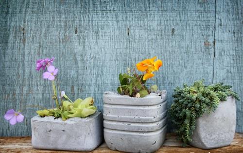 DIY betoniset kukkaruukut pienet ja hienot