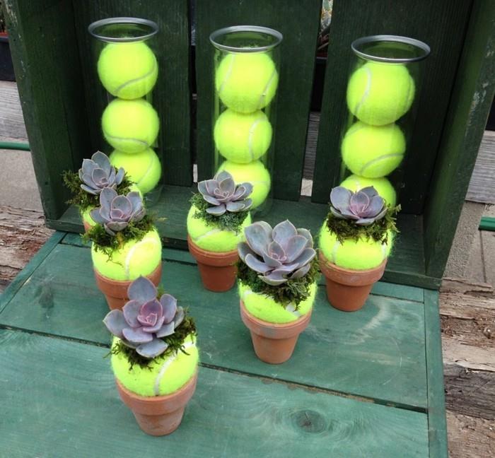 DIY -koristelu puutarhaan tennispalloilla