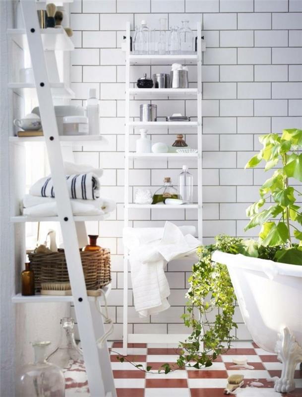 DIY -sisustusideoita kylpyhuonekalusteet rakenna itsellesi valkoiset puiset tikkaat