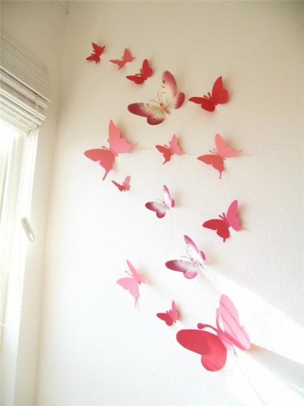 DIY sisustus seinäkoriste paperi perhonen renkaat