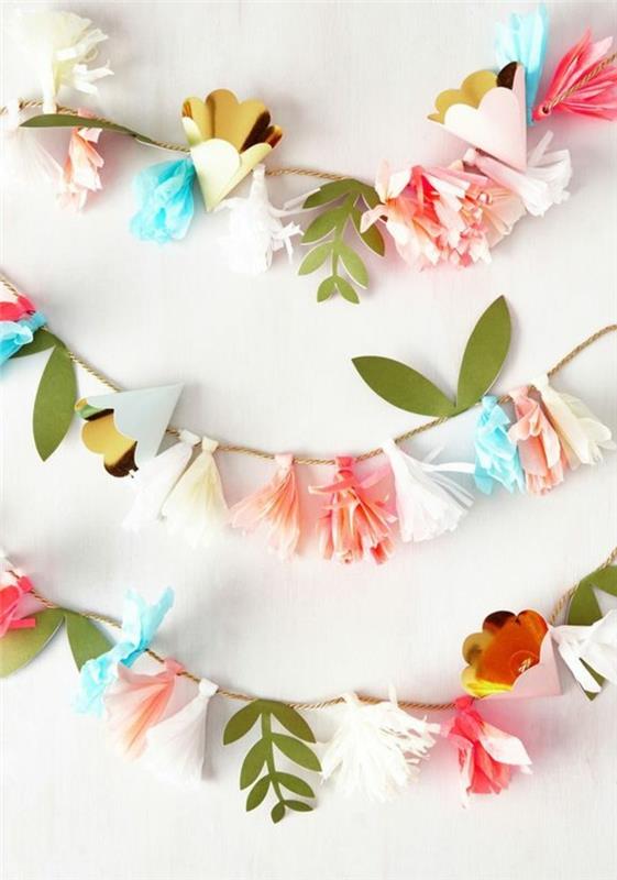 DIY -sisustusasunto tekee kevätkoristeita paperista ja lautasliinoista