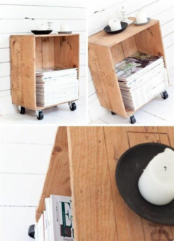 DIY puinen hylly lehtiä varten olohuoneen huonekalut puukalusteet