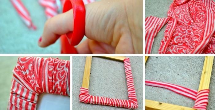 diy ideoita kuvakehykset kangas punaisia ​​sävyjä