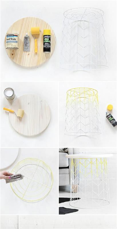 DIY -ideat sisustusideat sisustusesimerkit lankakoripöytä itse pöytäkoriste DIY miten