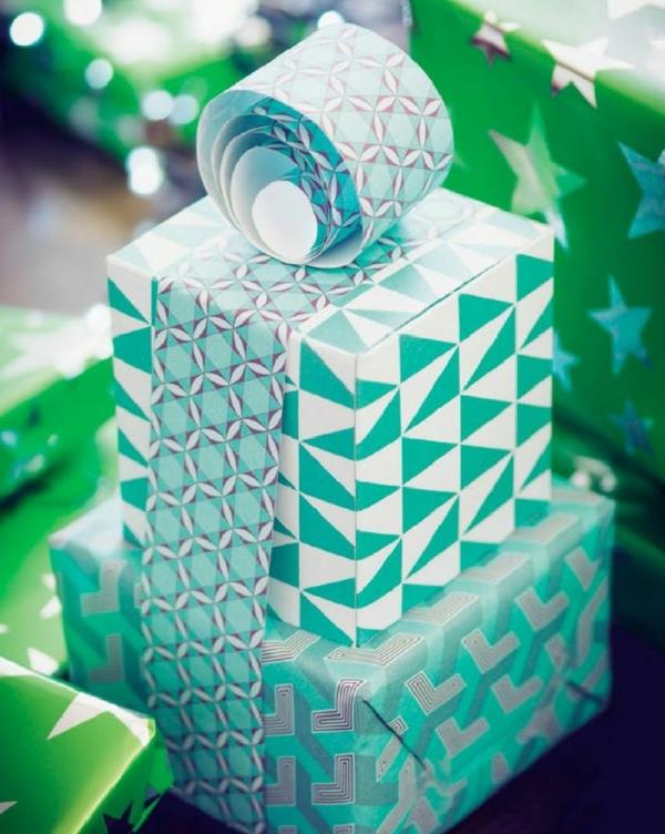DIY -ideat lahjapakkaukset värillinen käärepaperi lahja nauha