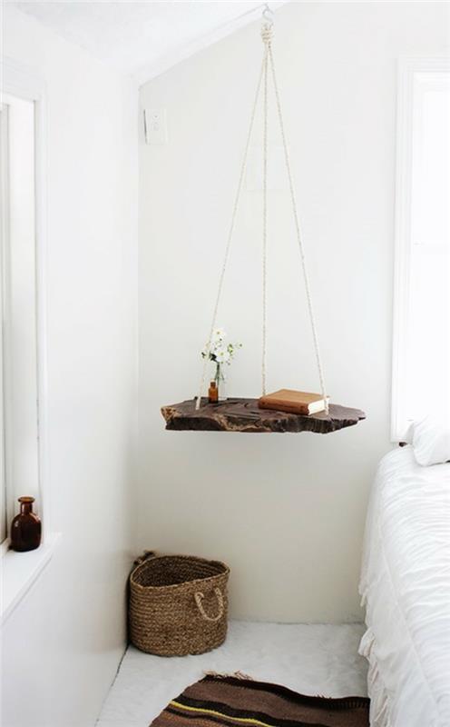 DIY -ideoita yöpöytä rakenna itsesi riippuva puinen maalaismainen valkoinen makuuhuone