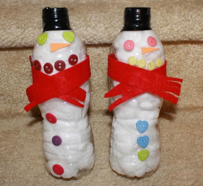 DIY -ideat muovipullot koristavat lumiukkoja