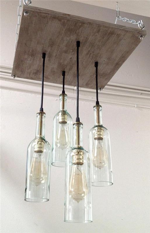 DIY teollisuuslamput lasipullot lisäävät puulevyn