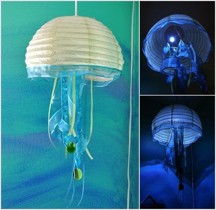 diy lampunvarjostin pisteitä juutti negatiivinen näpertely paperi meduusoja