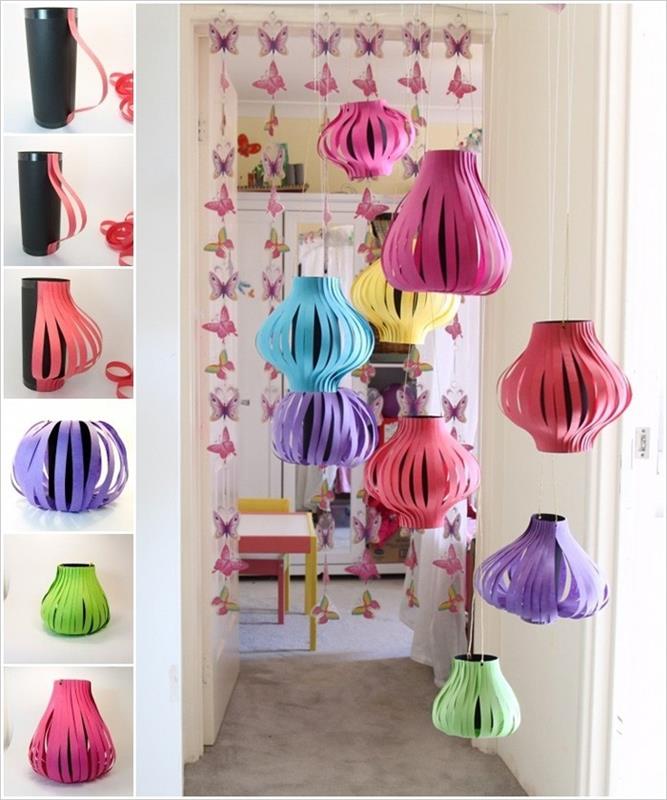 diy lampunvarjostin pisteitä juutti negatiivinen näpertely paperilla