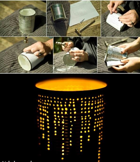 diy -lamput lyhdyt pöytälamput tölkit tinker