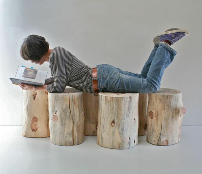 DIY huonekalut puupalikat lepotuoli luonnollinen ilme