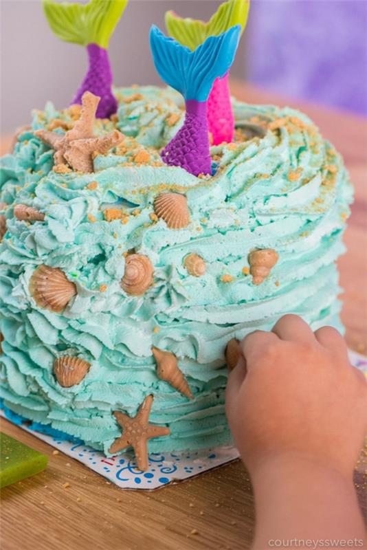 DIY merenneito kakku lasten syntymäpäivä